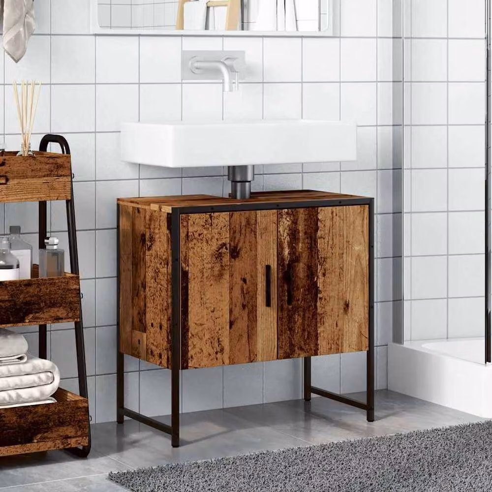 Berkfield Home Bathroom Sink Cabinet in Old Wood Brown, W/D/H: 60 x 33 x 60 cm – 3