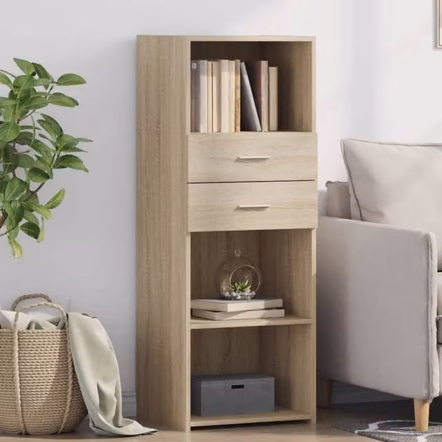 Berkfield Home Sonoma Oak Highboard in Beige, W/D/H: 45 x 42.5 x 124 cm – 1