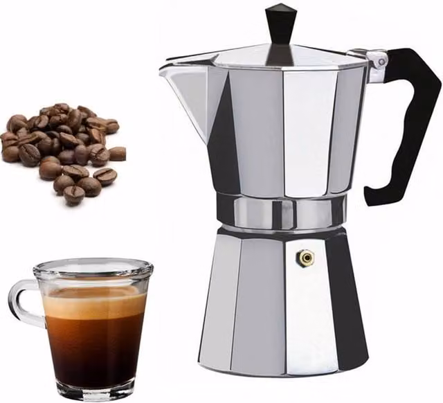 VOGREX Stainless Steel and Aluminium Stovetop Coffee Maker, 450ml, Silver – 1