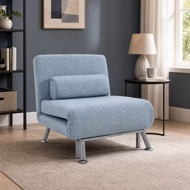 STILVORA 3-in-1 Convertible Chair Bed with Adjustable Backrest in Blue – 1