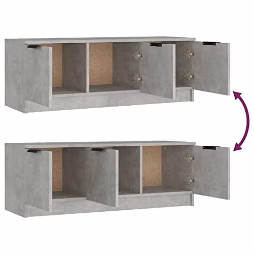vidaXL Modern TV Cabinet in Concrete Grey, W: 102 cm, D: 35 cm, H: 36.5 cm – 2