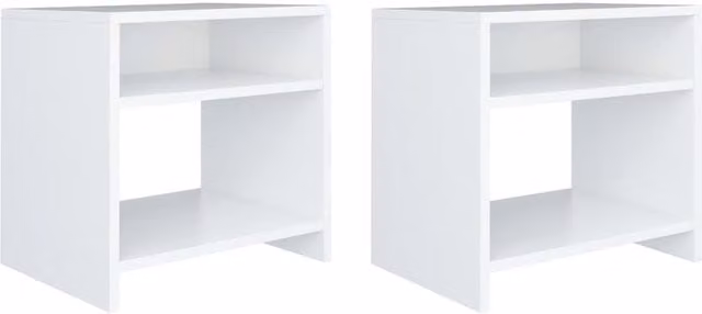 Berkfield Home Set of 2 White Bedside Cabinets in Engineered Wood, W/D/H: 40 x 30 x 40 cm