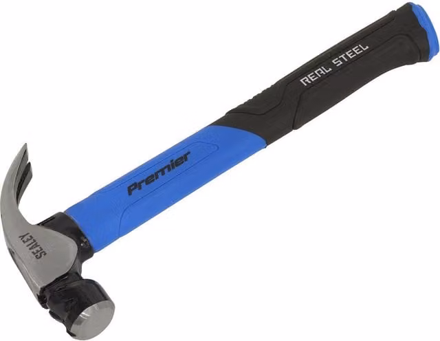 Loops 16oz Claw Hammer with Fibreglass Shaft and Drop Forged Steel Head in Silver and Blue – 1