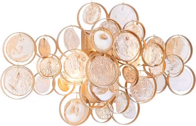 Perch & Parrow Hera Amber Medallion Round Wall Light in Gold/Brass and Amber Glass