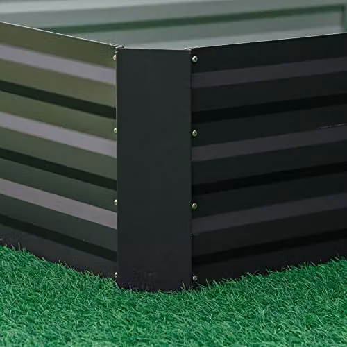 Outsunny Galvanised Steel Raised Garden Bed, Grey, W: 241 cm, D: 90.5 cm, H: 30 cm – 5