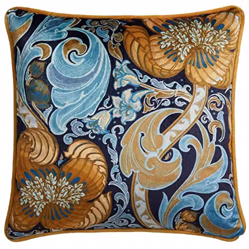 Laurence Llewelyn-Bowen Down the Dilly Soft Touch Velvet Filled Floral Cushion in Yellow and Blue, W/D/H: 43 x 43 x 43 cm – 4