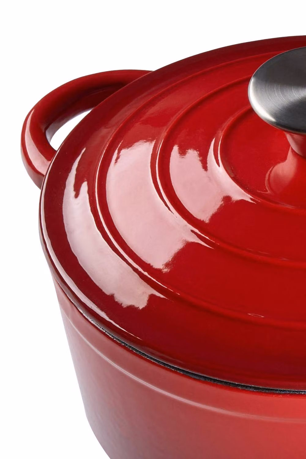 Garden Sanctuary Red Enamelled Cast Iron Dutch Oven Casserole Pot with Glass Lid, 2 l – 5
