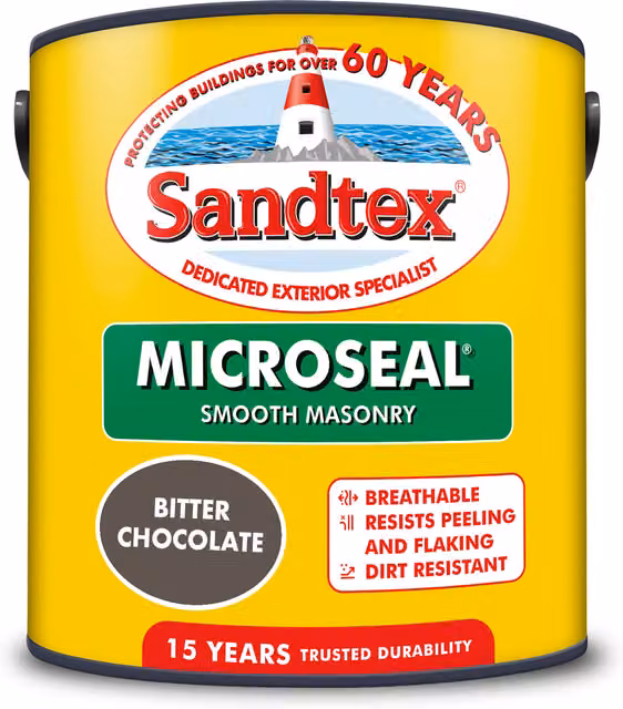 Sandtex Microseal Smooth Masonry Paint in Bitter Chocolate, 5l