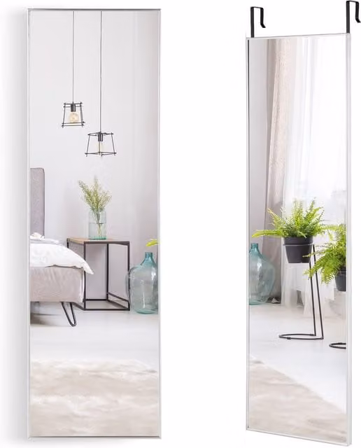 Costway Full-length Rectangular Dressing Mirror, Silver, Wall-mounted or Over the Door