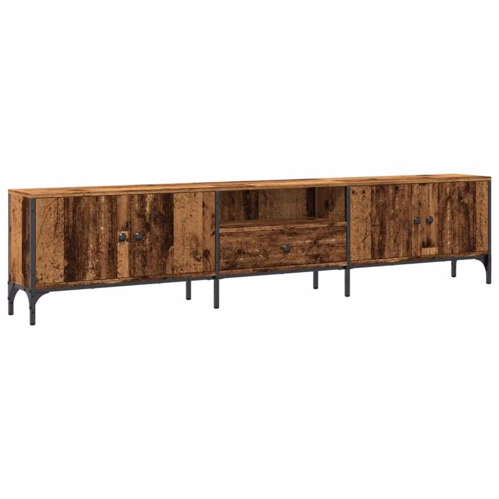 Berkfield Home TV Cabinet in Old Wood Brown with Drawer, W/D/H: 200 x 25 x 44 cm – 3