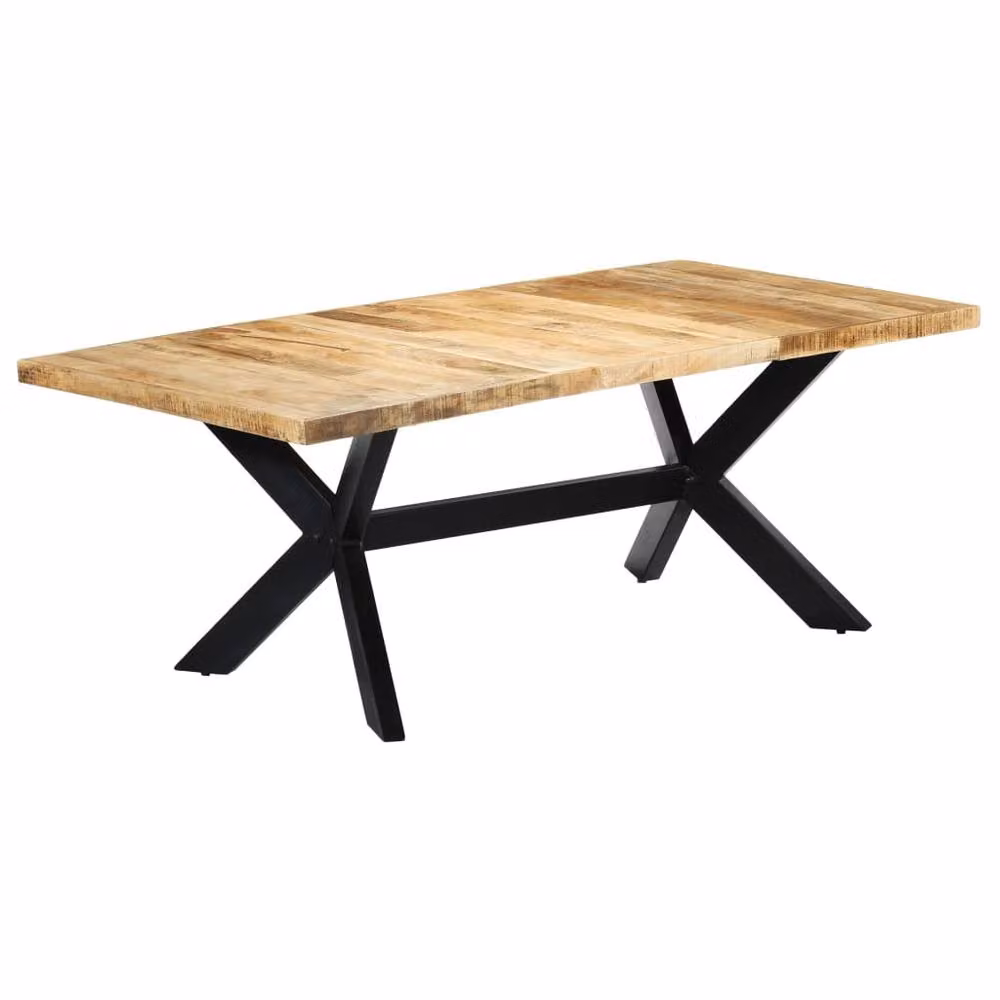 Berkfield Home Beautiful Rectangular Dining Table in Brown Solid Mango Wood, W/D/H: 200 x 100 x 75 cm – 2