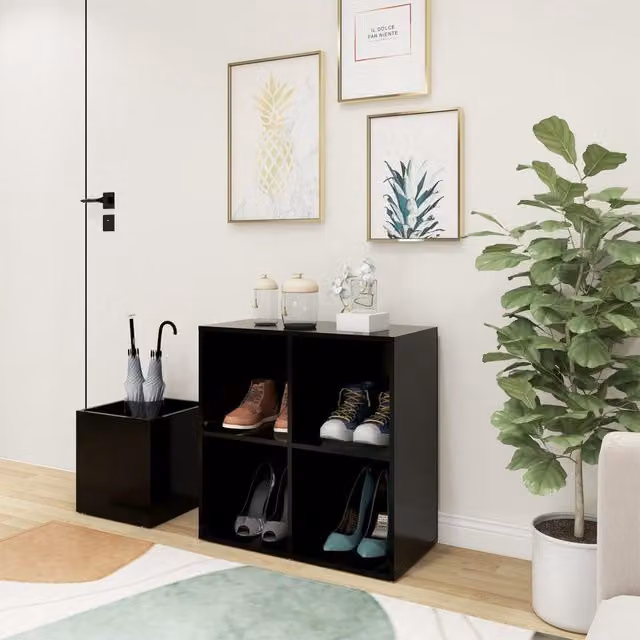 Berkfield Home Black Hall Shoe Cabinet, W: 105 cm, D: 35.5 cm, H: 70 cm