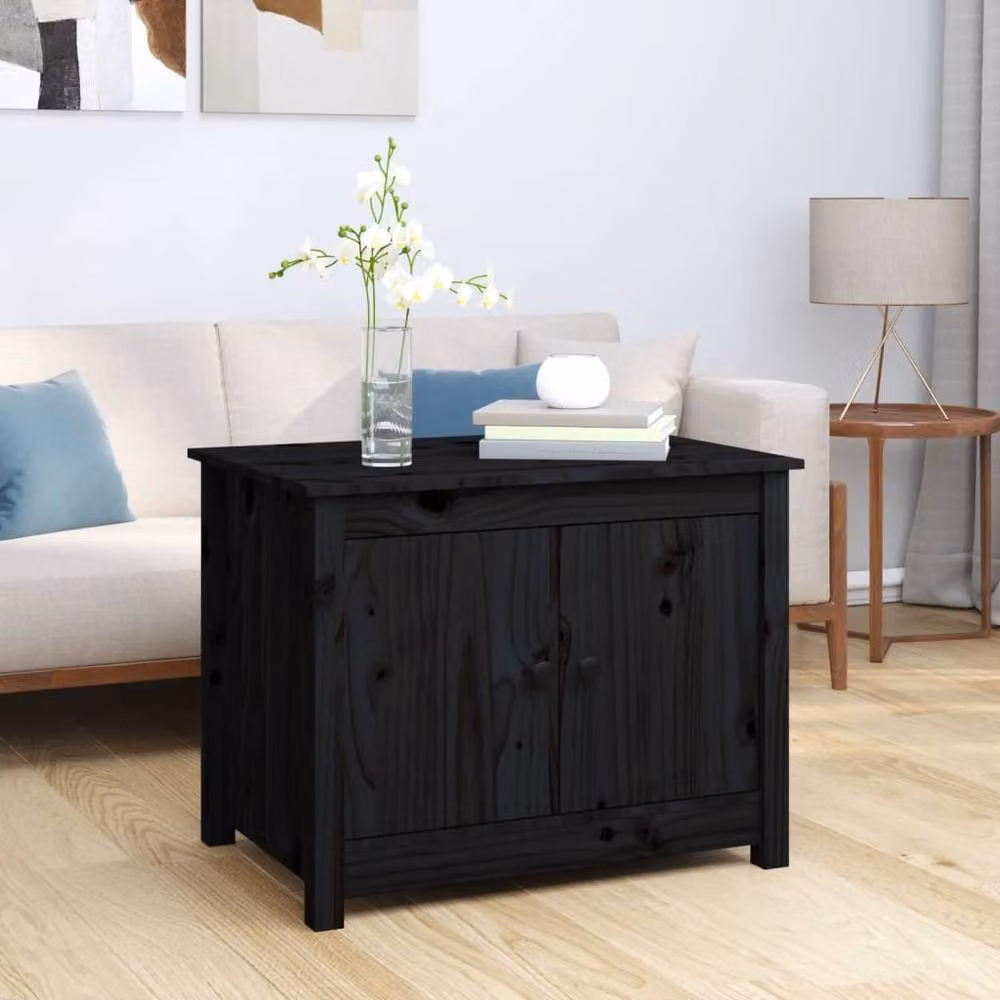 Berkfield Home Black Rustic Solid Pine Coffee Table W: 71 cm, D: 49 cm, H: 55 cm – 2