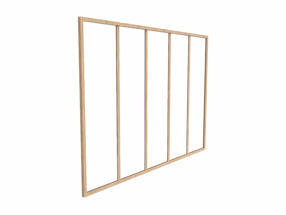 Vente-unique Powder-Coated Aluminium and Glass Partition in Light Oak, W: 150 cm, H: 105 cm