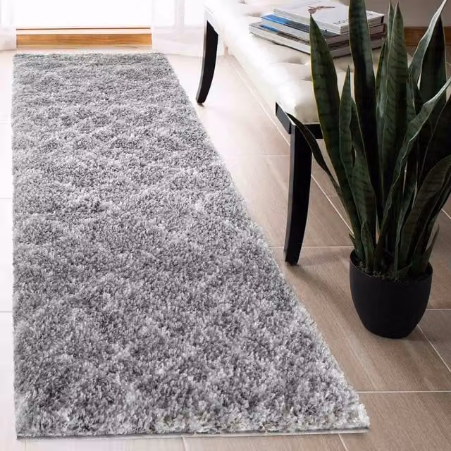Desire Rugs Grey Moroccan Berber Shaggy Runner with Abstract Boho Design, W: 60 cm, L: 220 cm