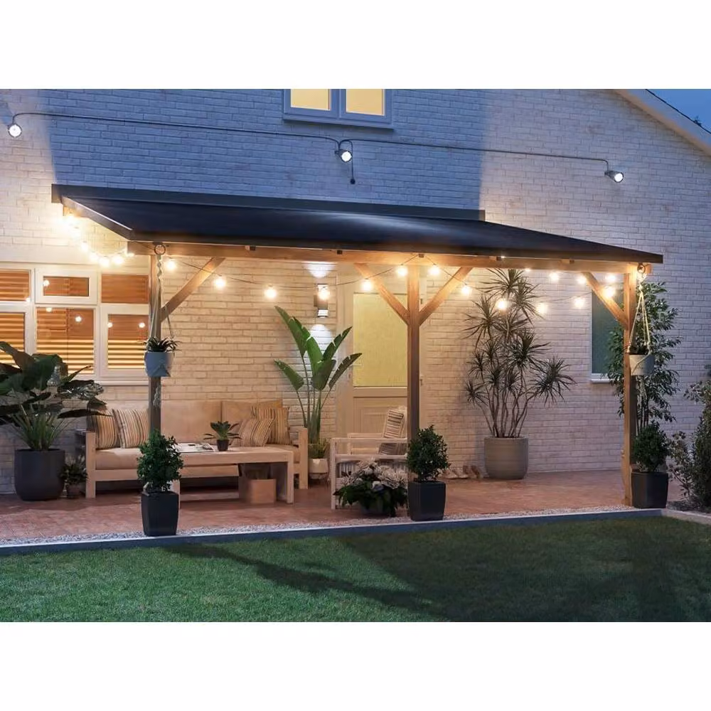 Dunster House Utopia Brown Wooden Lean-To Gazebo with Superfelt Canopy, W: 400 cm, D: 305 cm, H: 268 cm – 6