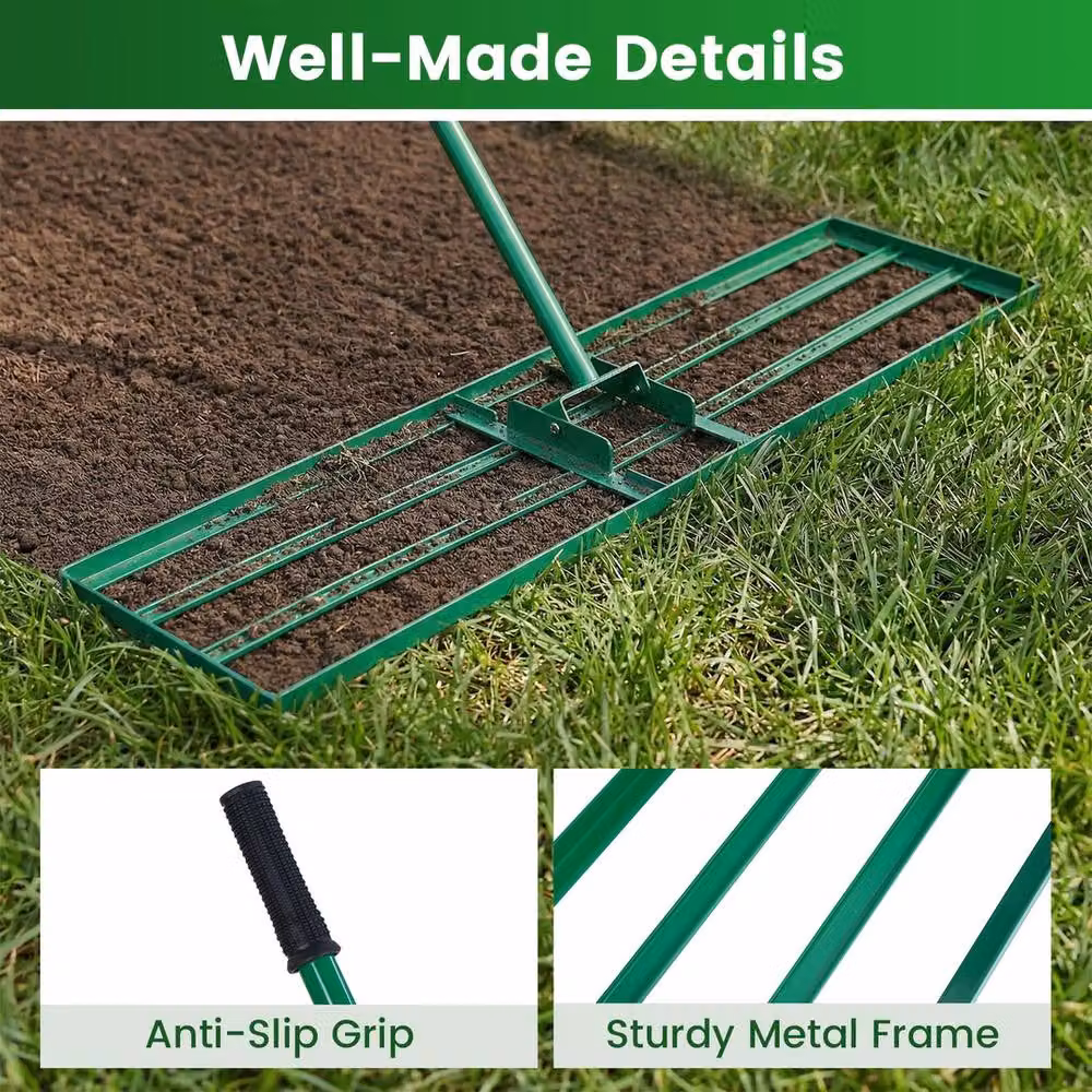 Havendro Heavy Duty Metal Lawn Level Rake, Green, W/D/H: 91 x 25 cm – 2