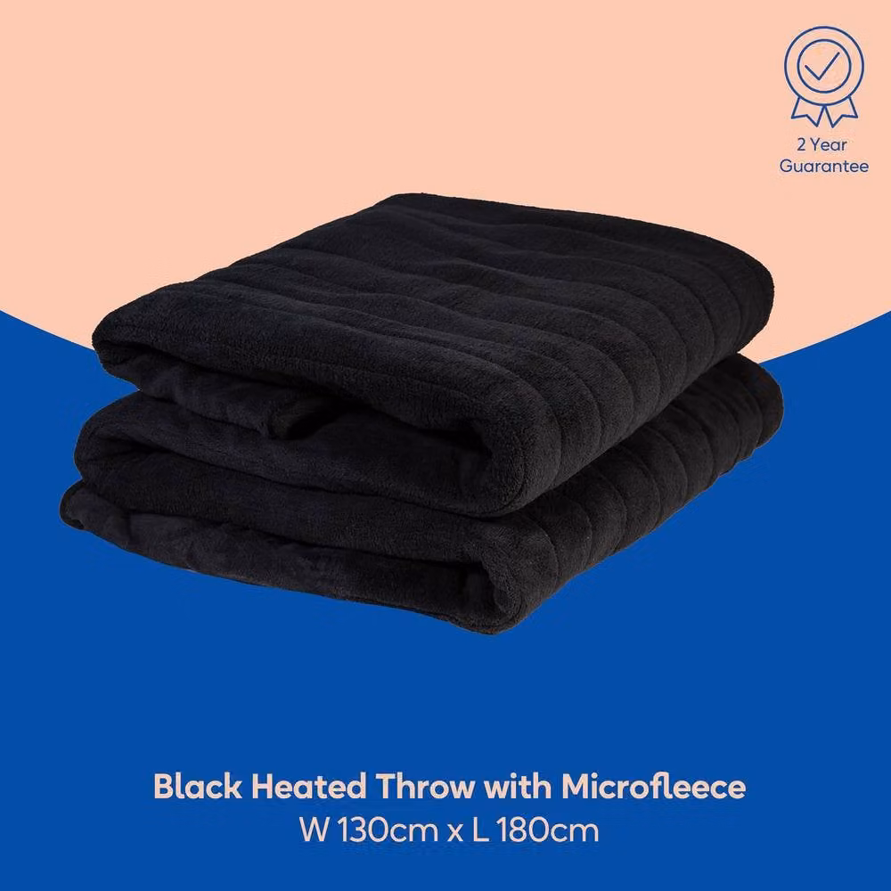 Russell Hobbs Microfleece Electric Heated Throw in Black, W/D/H: 180 x 130 cm – 2