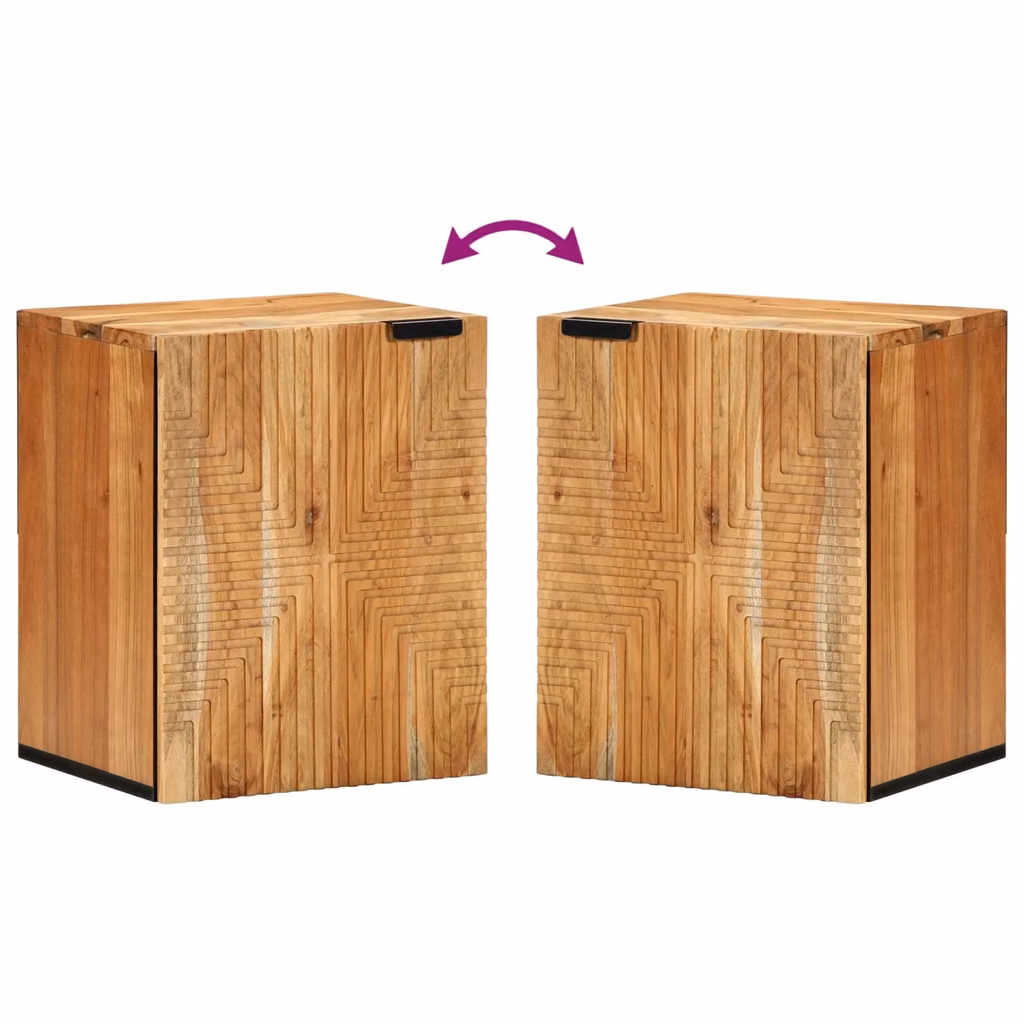 Berkfield Home Brown Acacia Wood Hanging Bathroom Cabinet with Hinged Doors, W: 38 cm, D: 33.5 cm, H: 48 cm – 5