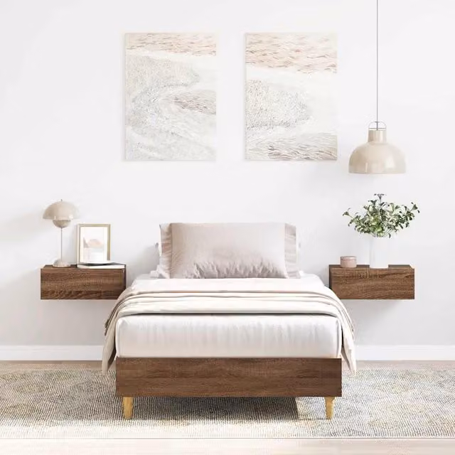 Berkfield Home Bed Frame in Brown Oak, Engineered Wood, W/D/H: 100 x 200 cm