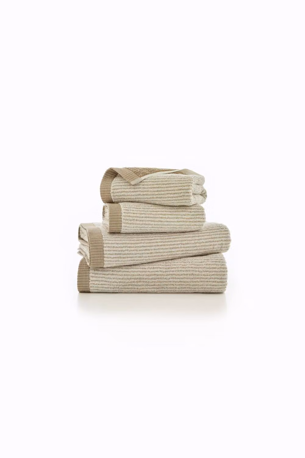 The Lyndon Company Willow Weave Striped Pure Cotton Towel in Natural Beige and Sand, 550gsm – 2