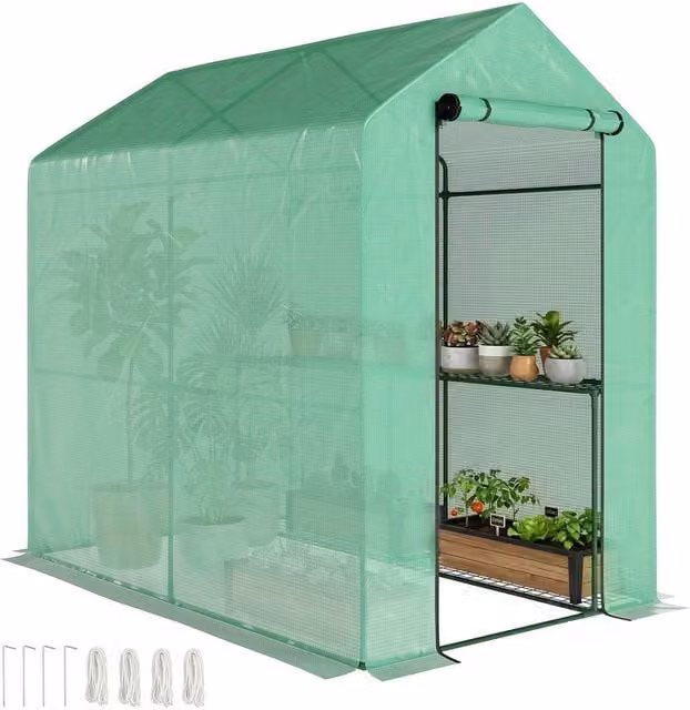 SPETLEK Green Walk-in Steeple Grow House Greenhouse with Shelving, 0.6 m2 – 1