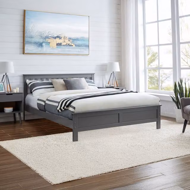 FurnitureboxUK Azure Modern Solid Pine Bed Frame in Grey, W/D/H: 180 x 200 cm – 3