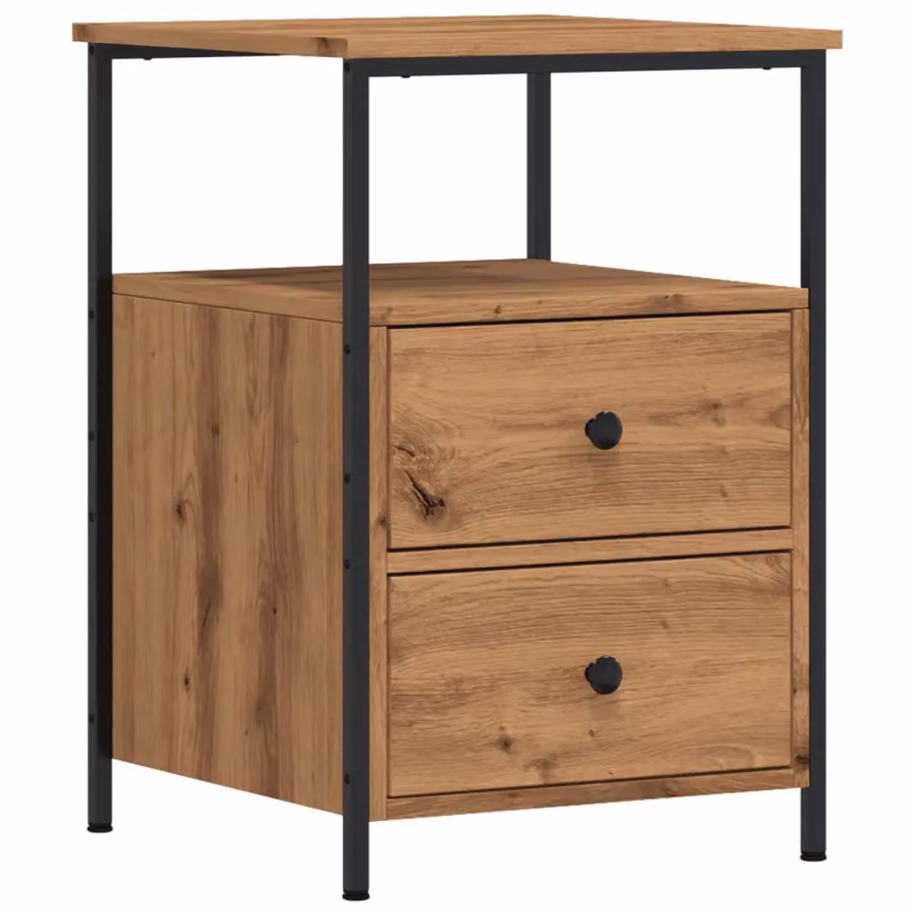 Berkfield Home Artisan Oak Bedside Cabinet in Brown, W/D/H: 34 x 35.5 x 50 cm – 2