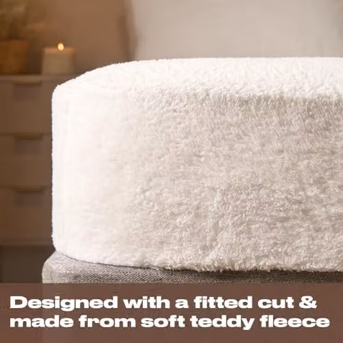 OHS White Teddy Fleece Thermal Fitted Sheet, Super King Size, 200 x 200 cm – 3