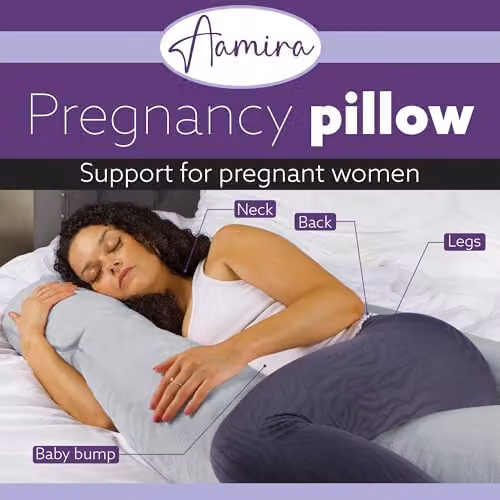 Aamira J Shaped Memory Foam Pregnancy Maternity Pillow with Velvet Cover, Grey, W/D/H: 140 x 70 x 20 cm – 2