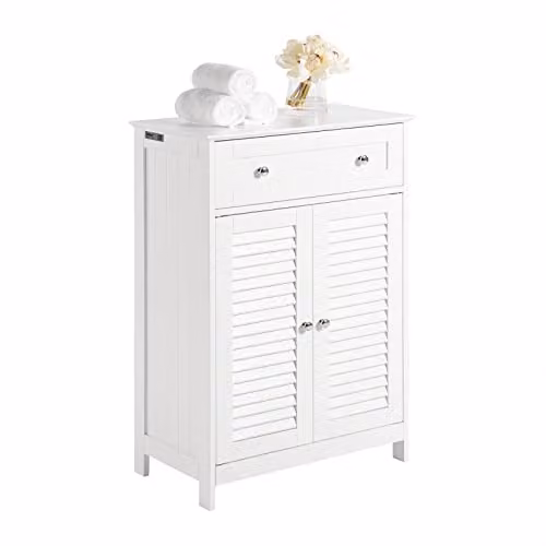 SoBuy Modern White Bathroom Storage Cabinet with Roll Shutter Doors, W: 60 cm, D: 35 cm, H: 87 cm – 2