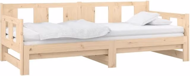 Berkfield Home Pull-out Day Bed in Solid Pine Wood, Light Brown, W/D/H: 190 x 90 x 69.5 cm