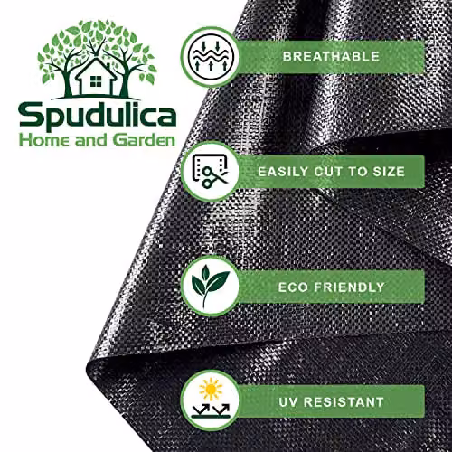 Spudulica Black Woven Landscape Fabric Weed Control Membrane, W: 1 m, L: 50 m – 2