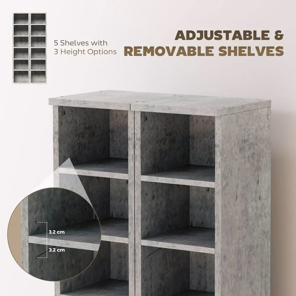 STILVORA Set of 2 Grey CD Storage Units with Adjustable Shelves – 5