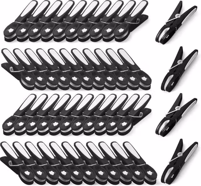 Keplin Black Plastic Laundry Pegs, Pack of 48