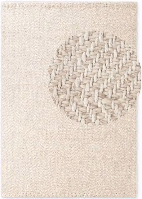 THE RUGS Majoli Handwoven Wool and Jute Boho Style Rug, White, W: 80 cm, L: 150 cm