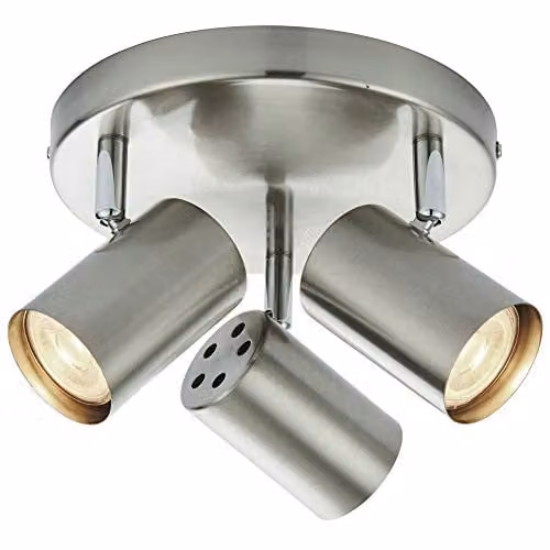 Loops 3x Adjustable Head Ceiling Spotlight in Chrome, Modern Dimmable Round GU10 Downlight for Kitchen and Hallway