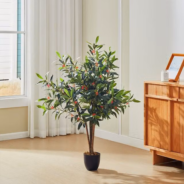 Breeins Green Artificial Mediterranean Olive Tree in Pot