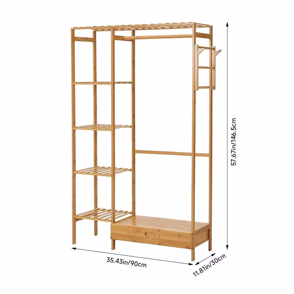 KORVIXA B Open Wardrobe Slatted Storage Shelving in Brown, Width: 100 cm – 2