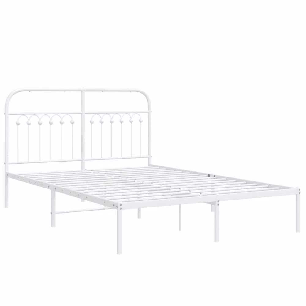 Berkfield Home Metal Bed Frame with Headboard in White, W/D/H: 140 x 200 cm – 3