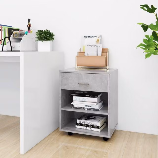 Berkfield Home Rolling Cabinet in Concrete Grey, W/D/H: 46 x 36 x 59 cm – 1