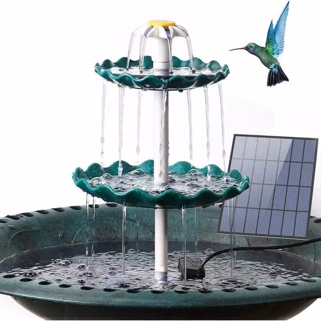 FLAVORA 3.5W Solar Bird Bath Fountain Pump in Green, W/D/H: 100 x 15 x 15 cm
