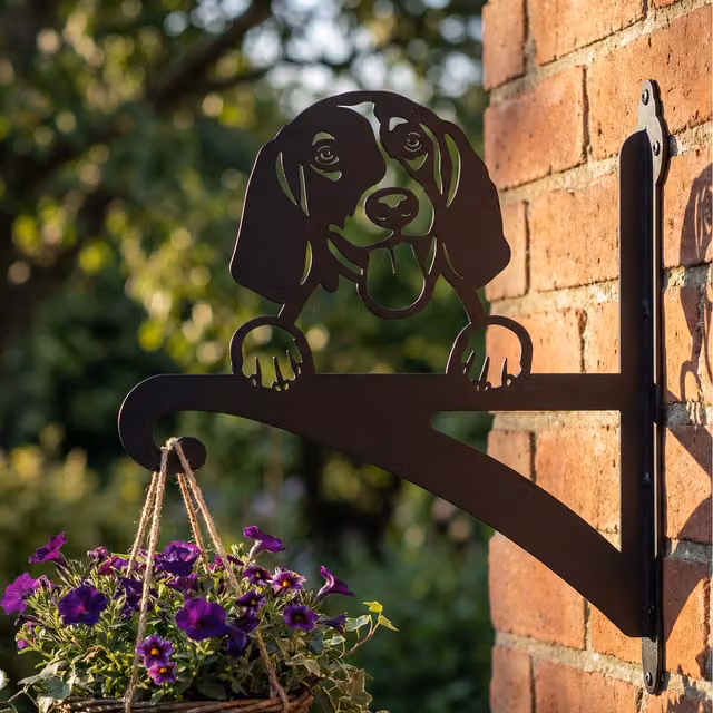 Foxhound Black Metal Ornamental Hanging Basket Bracket