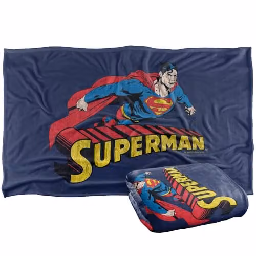 Warner Bros. Superman Distressed Flying Super Soft Fleece Throw Blanket, Multicolour – 1