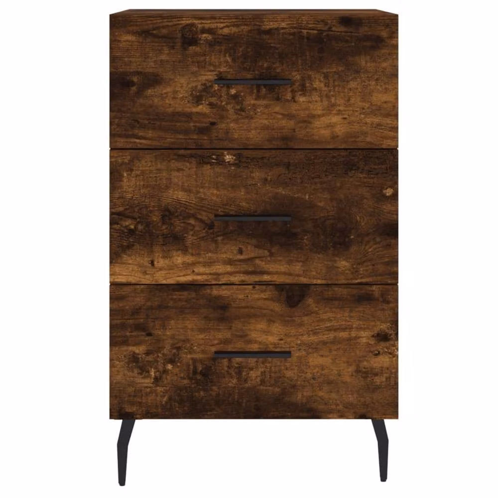 Berkfield Home Smoked Oak Bedside Cabinet in Brown, W/D/H: 40 x 40 x 66 cm – 4