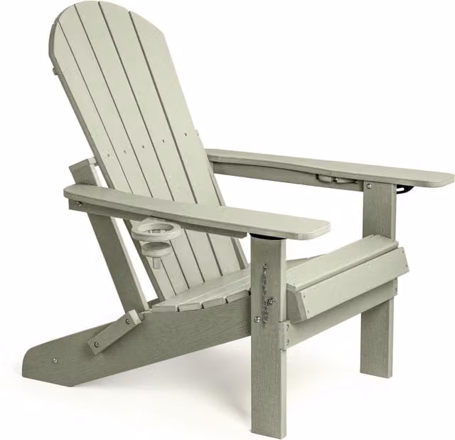 Vonhaus Folding Adirondack Garden Chair in Matt Rustic Green