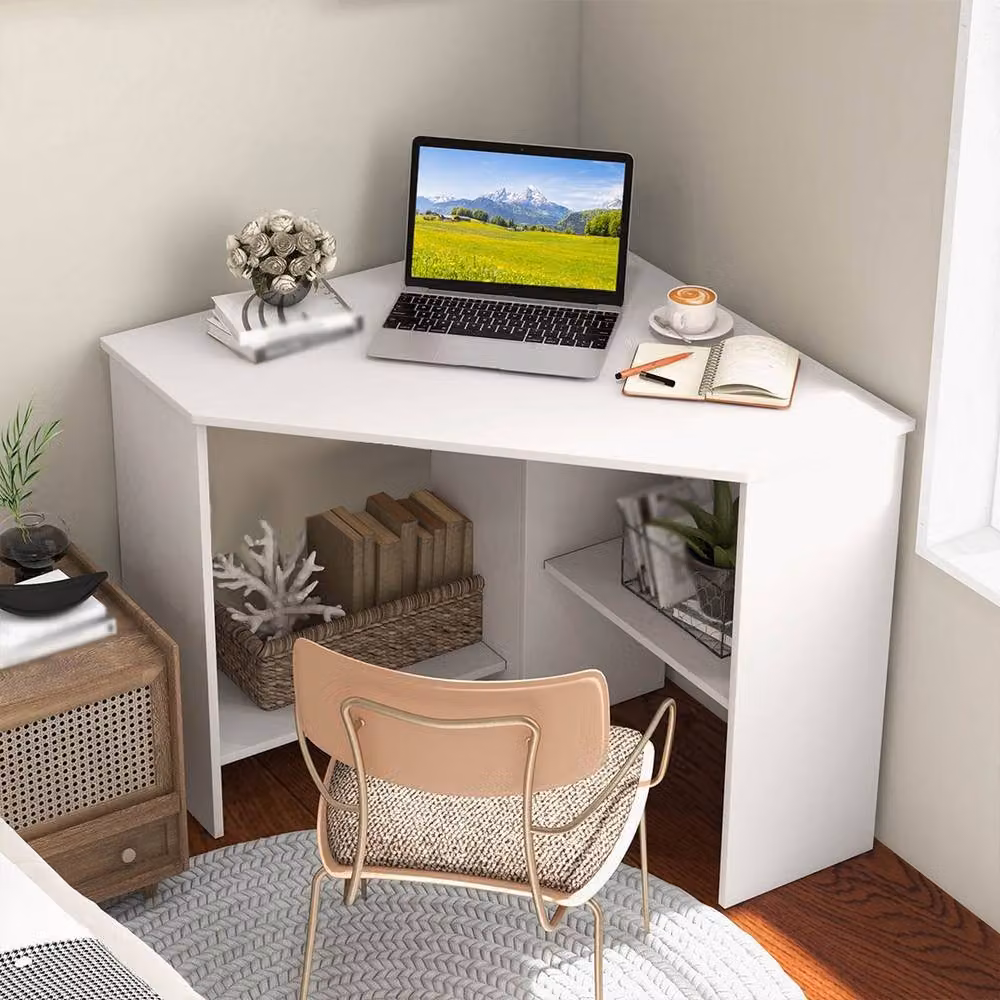 Ventryn Corner Computer Desk White Home Office Workstation – 2