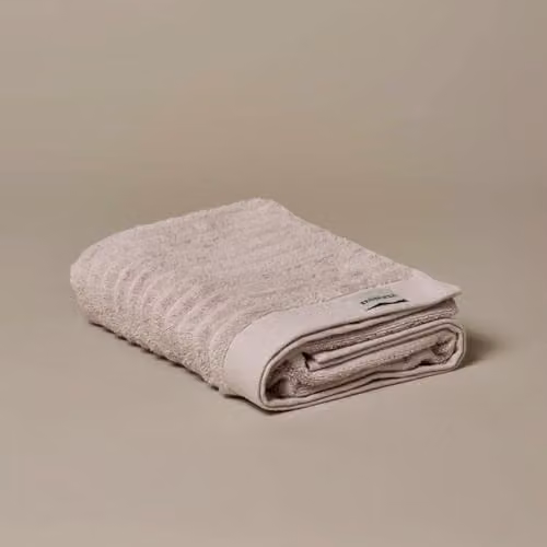 Misona Organic GOTS Cotton Ribbed Bath Towel, Light Grey, W: 70 cm, L: 125 cm