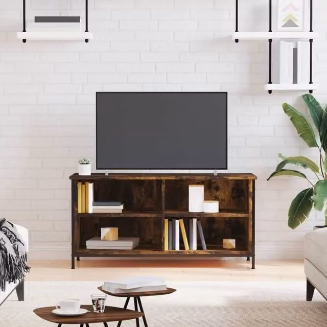 Berkfield Home Industrial TV Cabinet in Smoked Oak Brown, W/D/H: 100 x 40 x 50 cm