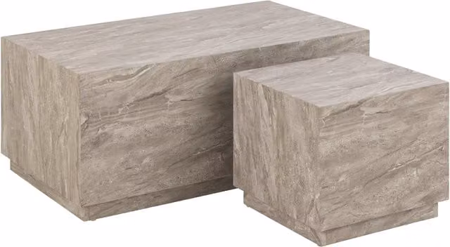 Furniture To Go Dice Coffee Table Set in Grey Marble